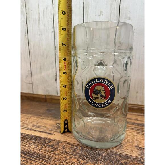 PAULANER MUNCHEN  1 Liter Dimpled German Munich Beer Stein Glass Mug Oktoberfest - Picture 3 of 4
